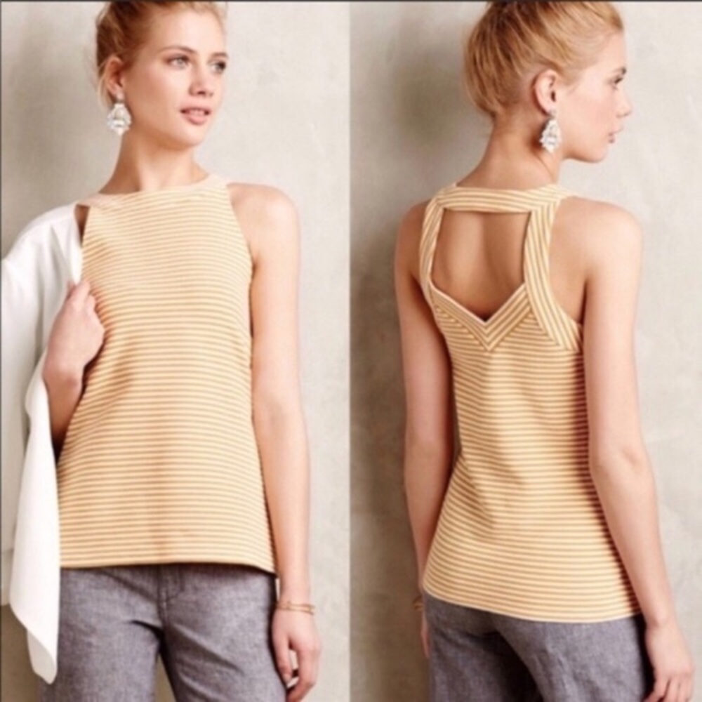 Anthropologie Deletta stripe cutout back tank top